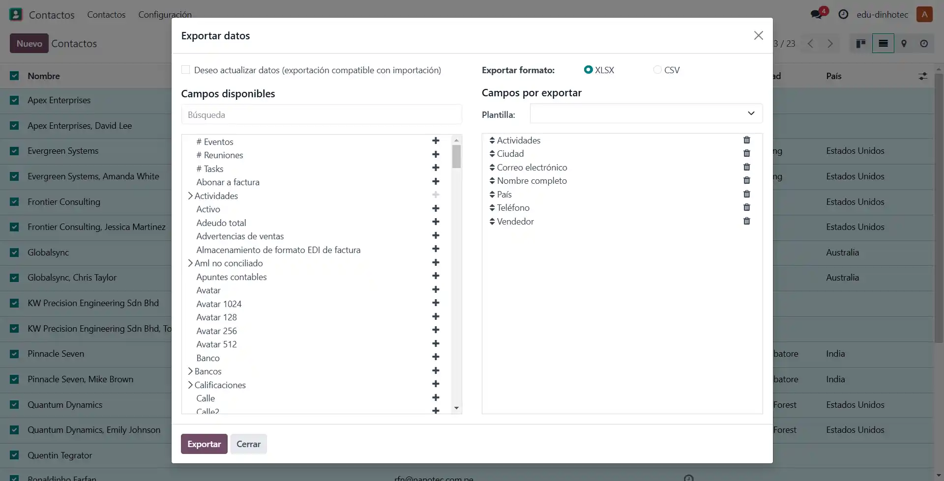 guía completa para la implementación de odoo erp en tu empresa Exportar datos desde odoo